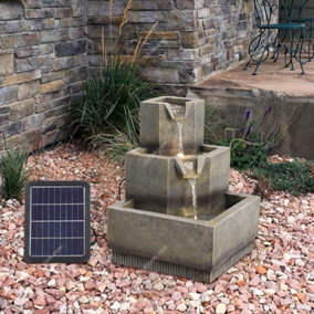 Three-layer Solar Rockery Waterscape Garden Decoration with LED Lights