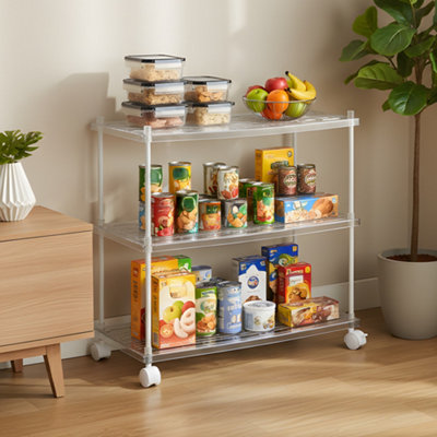 Three-layer Transparent Large Hollow Rolling Storage Rack 59.8cm W x ...