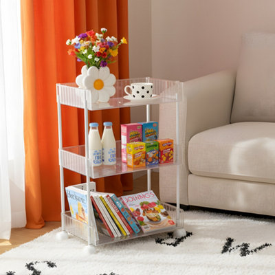 Three-layer Transparent Opening Rolling Storage Rack 39cm W x 24.7cm D ...