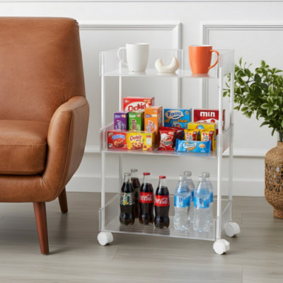 Three-layer Transparent Opening Rolling Storage Rack 39cm W x 24.7cm D ...