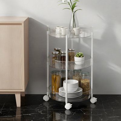 Three-layer Transparent Round Rolling Storage Rack 34cm W x 32cm D x 63 ...