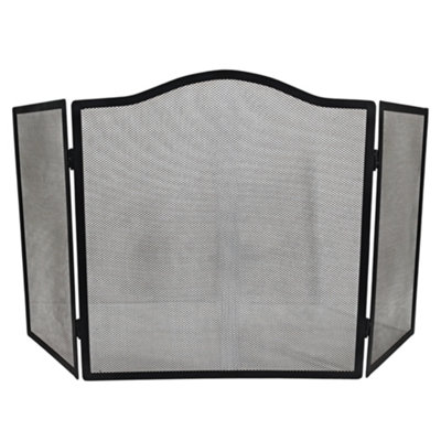 Three Panel Folding Mesh Fire Guard 96cm X 60.5cm. Durable Rust ...