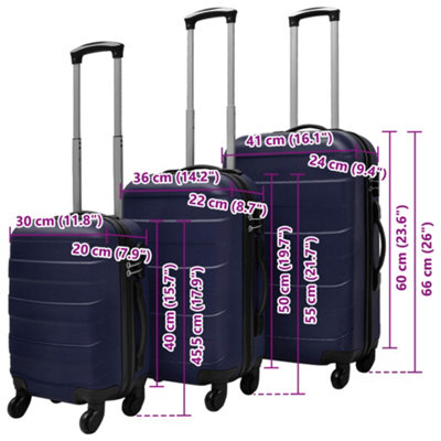 Three Piece Hardcase Trolley Set Blue 45.5/55/66 cm