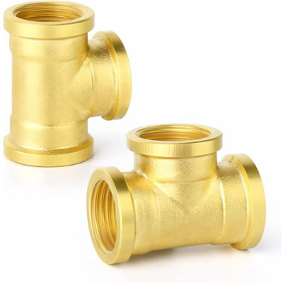 Three Quarter Inch Brass Three Way T Pipe Connector Three Female Threads