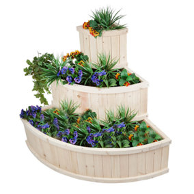 Three-Tiered Cascade Wooden Planter