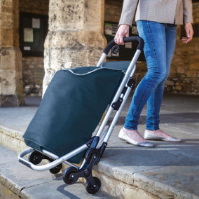 Three Wheeled Folding Shopping Trolley with Fold Out Seat, Rear Zipped Pocket & Thermally Insulated 40L Cool Bag