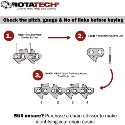 Three x 12" Rotatech Chainsaw chains for Stihl, Shindaiwa, Picco and Efco