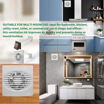 Through Wall Ventilation Kit 100mm Bathroom Extractor Fan with Timer ...