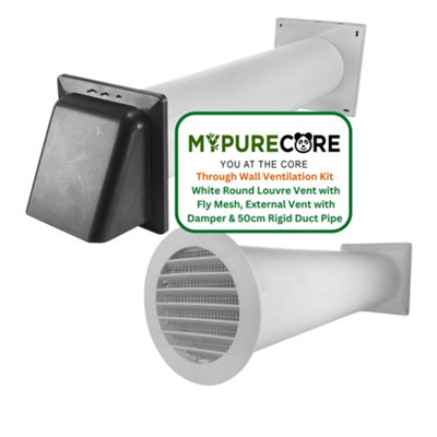 Through Wall Ventilation Kit - Round Louvre Vent with Fly Mesh, 50cm ...