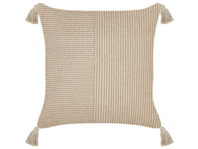 Throw Cushion ARALIA Cotton 45 x 45 cm Beige Geometric Pattern
