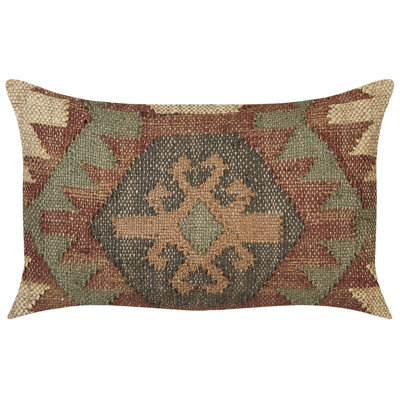 Throw Cushion CUMBUM Jute 30 x 50 cm Brown Oriental Pattern