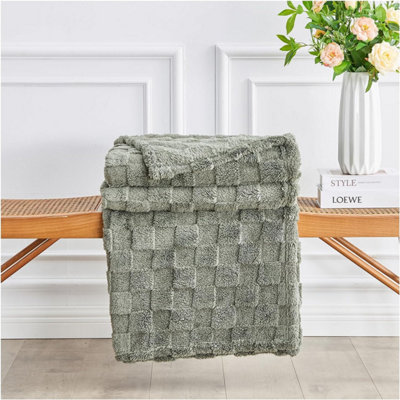 Throw Fluffy Fleece Blankets For Bed, Couch, Sofa, Settee Comfortable Thermal, Warm, Cosy Blankets & Throws 200X240 cm Charcoal