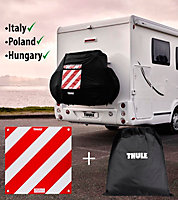 Thule 2,3 Bike Cover Ideal for Caravan & Motorhome Cycle Carrier Racks with Italian Warning Sign, Italy, Poland, Hungary