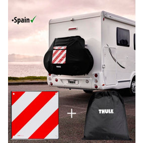 Thule 2,3 Bike Cover Ideal for Caravan & Motorhome Cycle Carrier Racks with Spanish Warning Sign