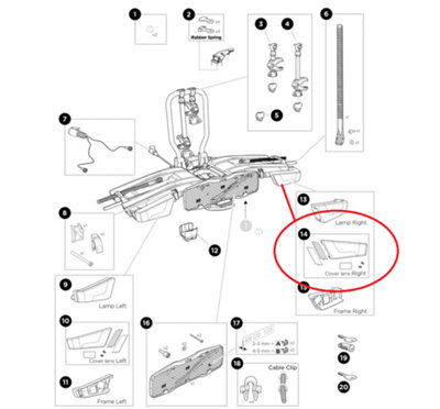 Thule EasyFold XT 2 3 Bike Carrier Light Lens Cover Right Spares 54404 UK SPEC