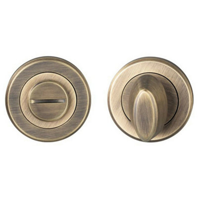 Thumbturn Lock and Release Handle Beveled Edge Concealed Fix Antique Brass