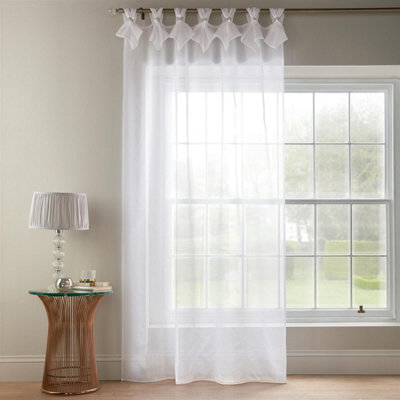 Tiara Tab Top Curtain Panel 150cm x 229cm White