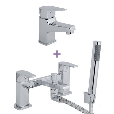 Tiber Bath Shower Mixer & Basin Mixer Tap with Click Waste Chrome