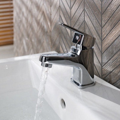 Tiber Bath Shower Mixer & Basin Mixer Tap with Click Waste Chrome