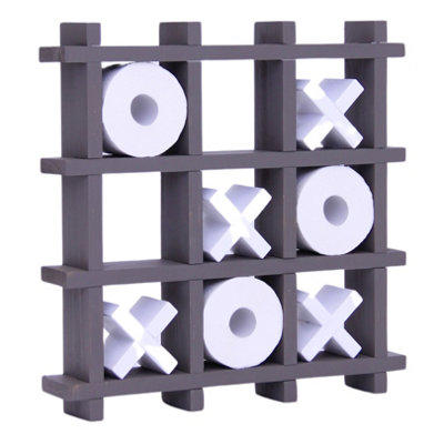 Tic Tac Toe Toilet Paper Holder with Xs & Os Design Playful Wall