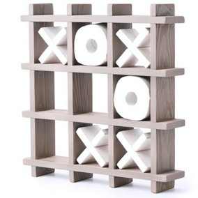 Tic Tac Toe Toilet Paper Holder with Xs & Os Design - Playful Wall-Mounted Noughts and Crosses Toilet Roll Storage Shelf