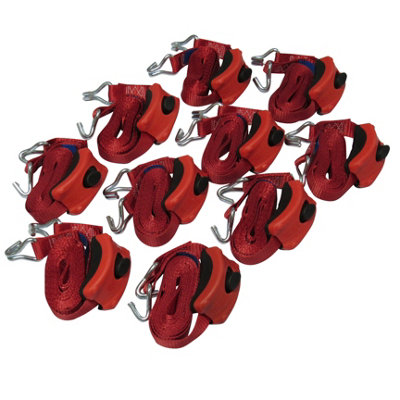 Tie Down Cambuckle Straps 25MM 3M - Claw Hook Pack of 10 (Enclosed Pre-Threaded Webbing)