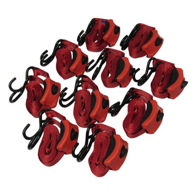 Tie Down Cambuckle Straps 25MM 3M - S Hook Pack of 10 (Enclosed Pre-Threaded Webbing)