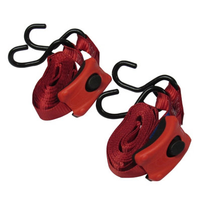 Tie Down Cambuckle Straps 25MM 3M - S Hook Pack of 2 (Enclosed Pre-Threaded Webbing)
