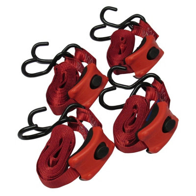 Tie Down Cambuckle Straps 25MM 3M - S Hook Pack of 4 (Enclosed Pre-Threaded Webbing)