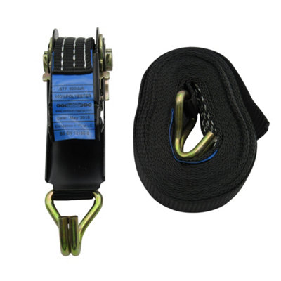 Tie Down Ratchet Strap 0.8T 5M x 25MM X1 (Black Cargo Lashing Load J Hook)