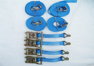 Tie Down Ratchet Strap 1.5T 5M x 25MM X4 (Cargo Lashing Rack Load J Claw Hook 1500KG)