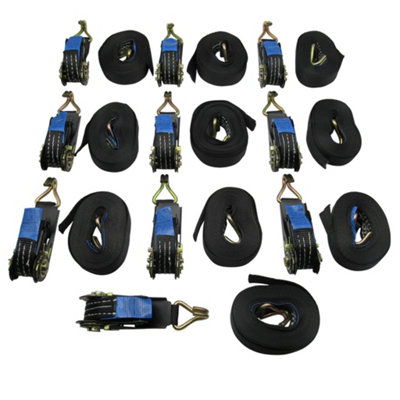 Tie Down Ratchet Straps 0.8T 5M x 25MM X10 (Cargo Lashing Rack Load J Hook)