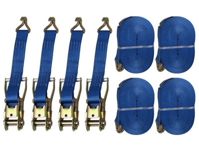 Tie Down Ratchet Straps 5T 50MM 25M X4 (Cargo Lashing Rack Load J Claw)
