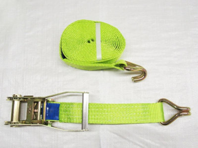 Tie Down Ratchet Straps 5T 50MM 8M X1 (Hi Vis Cargo Lashing Rack Load J Claw)