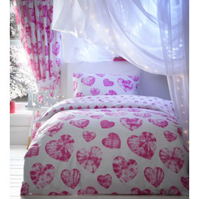 Tie Dye Hearts Double Duvet Cover and Pillowcases