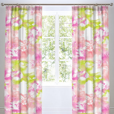 Tie Dye Pair of Pencil Pleat Curtains