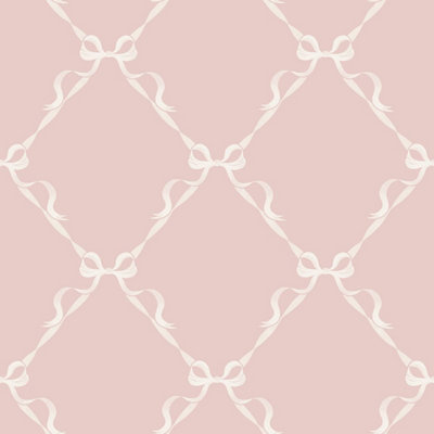 Tied with a Bow Wallpaper Pink / Cream World Of Wallpaper 50480