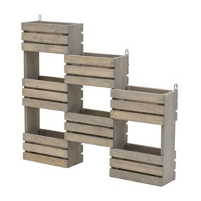 Tiered Hanging Garden Shelf Station - Wood - L83 x W15 x H75 cm - Grey