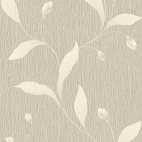 Tiffany Floral Trail Textured Heavyweight Vinyl Wallpaper Beige Belgravia 41337
