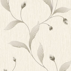 Tiffany Floral Trail Textured Heavyweight Vinyl Wallpaper Charcoal Belgravia 41338