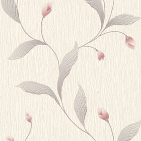 Tiffany Floral Trail Textured Heavyweight Vinyl Wallpaper Pink Belgravia 41336