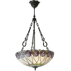 Tiffany Glass Hanging Ceiling Pendant Light Bronze Round Rose Lamp Shade i00123