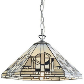 Tiffany Glass Hanging Ceiling Pendant Light Chrome Chain 1 Lamp Shade i00139