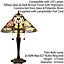 Tiffany Glass Table Lamp Light Dark Bronze & Rich Cream Dragonfly Shade i00169
