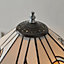 Tiffany Glass Table Lamp Light Polished Aluminium & Art Deco Hex Shade i00218