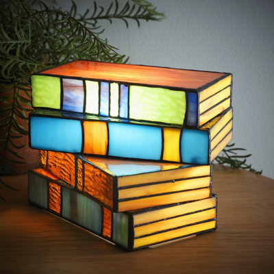 Tiffany Style Lamp in a Books design with a stained glass effect