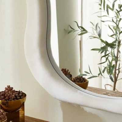 Irregular Wall Mirror, Asymmetrical Mirror Wall Mounted, Unique Vanity Mirror Shaped Dressing Mirror Decorative Living Room Bathroom Bedroom Entryway W