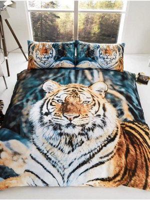 Tiger King Size Duvet Cover and Pillowcases Set | DIY at B&Q