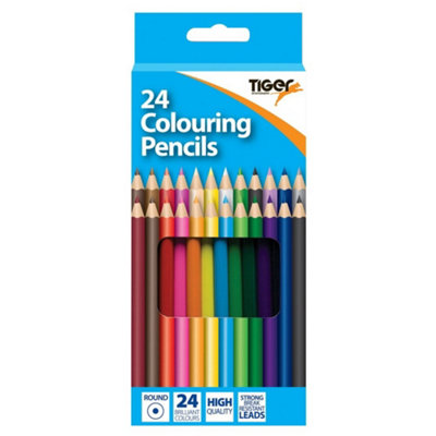 Tiger Stationery Full Length Coloured Pencil (Pack of 24) Multicoloured (One Size)