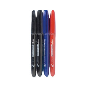Tiger Stationery Permanent Marker (Pack of 4) Black/Blue/Red (One Size)